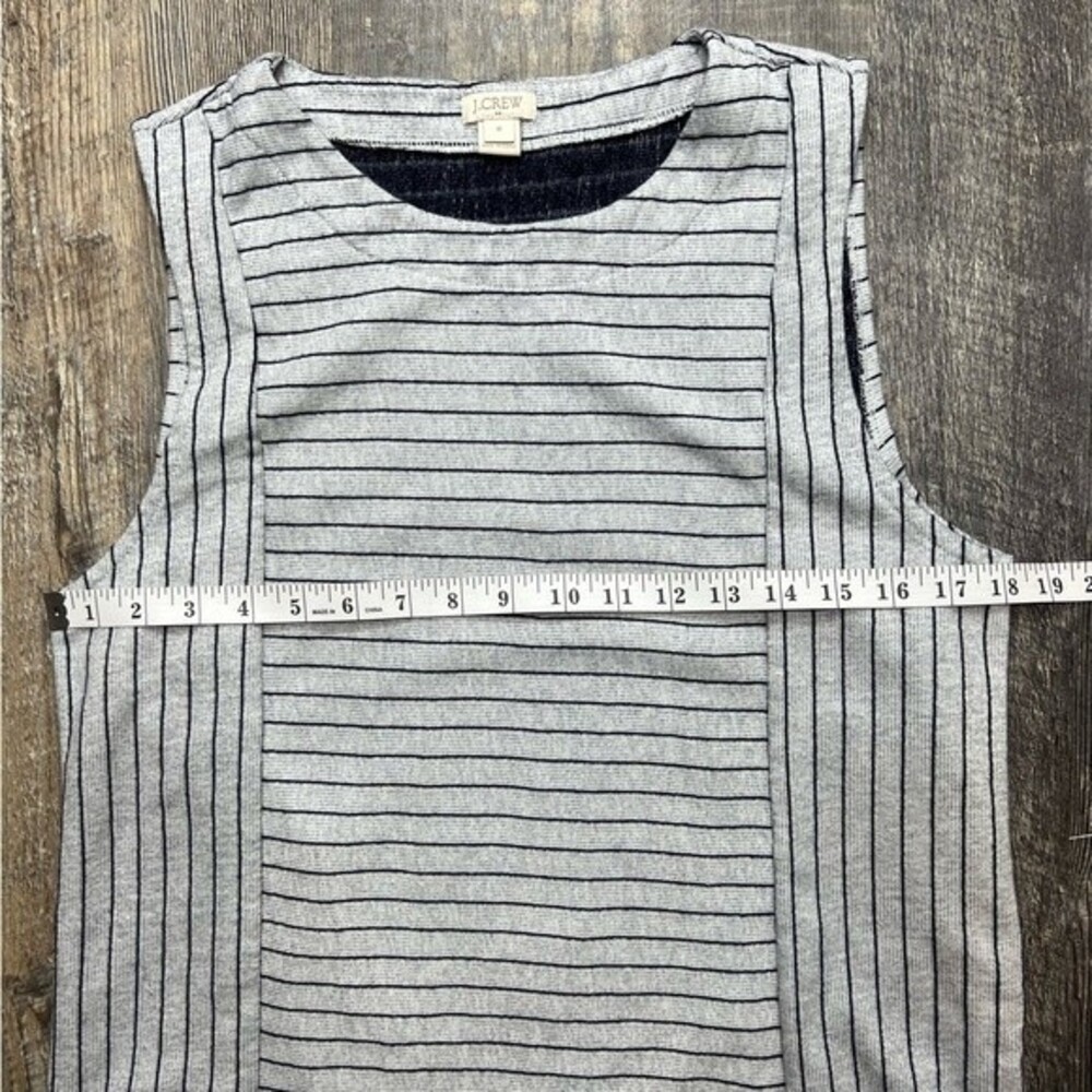 J.Crew Factory Blue/Gray Striped Tank Blouse 100% Cotton Size Medium - Picture 6 of 10